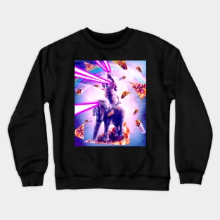 Laser Eyes Space Cat Riding Dog And Elephant Crewneck Sweatshirt